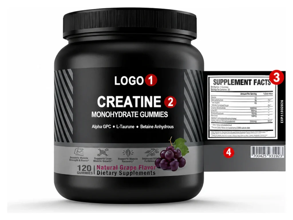 Custom private-label bottle and unfolded label